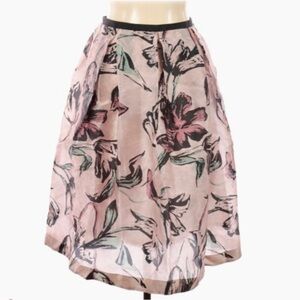 High waisted pink floral skirt